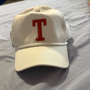 White Cap with Red T Logo